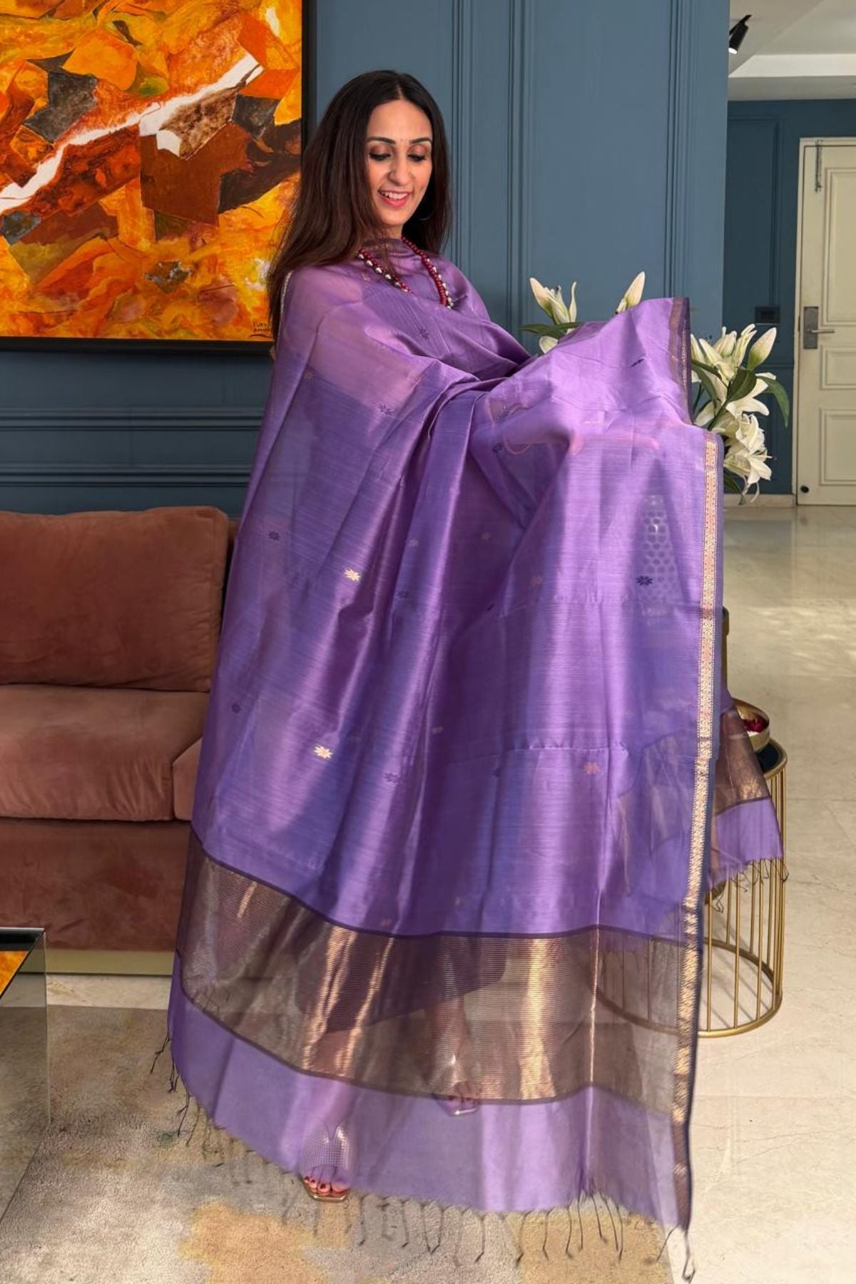 Maheshwari handloom silk by cotton kurta dupatta set